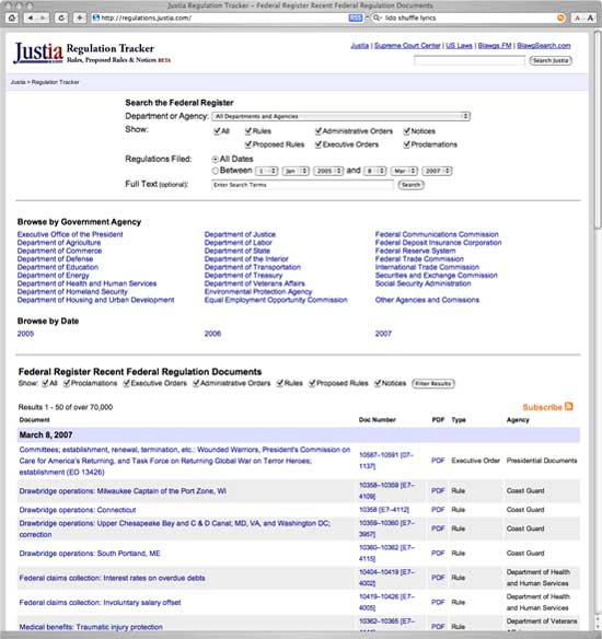 Justia Regulation Tracker